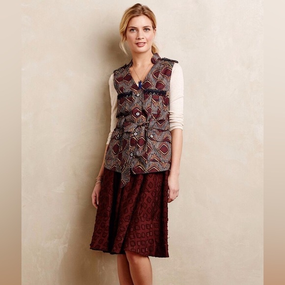 Maeve by Anthropologie bohemian skirt size 10 Diamond cut A line Skirt - Picture 2 of 8